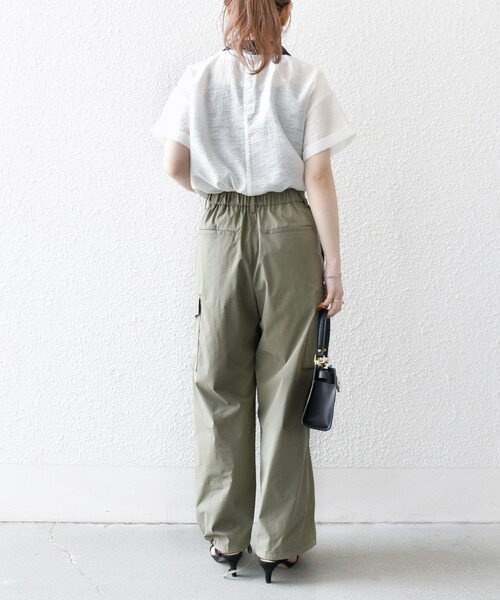 SHIPS any（シップス エニィ）の「SHIPS any:〈洗濯機可能〉フラワー ジャカード バイカラー プルオーバー シャツ（シャツ/ブラウス・レディース・ネイビー/ホワイト・ONE SIZE）」の4枚目の写真