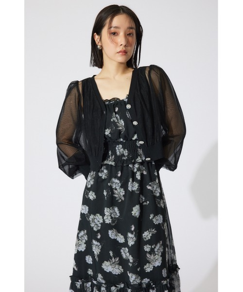 カーディガン チュールドッキングシアーニットカーディガン　春服 シアートップス レディース チュールドッキングシアーニットカーディガン 春服 シアー