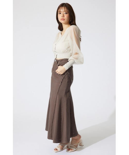 rienda（リエンダ）の「チュールドッキングシアーニットカーディガン　春服 シアートップス（カーディガン/ボレロ・レディース・ホワイト/ベージュ/ブラック・FREE）」の20枚目の写真