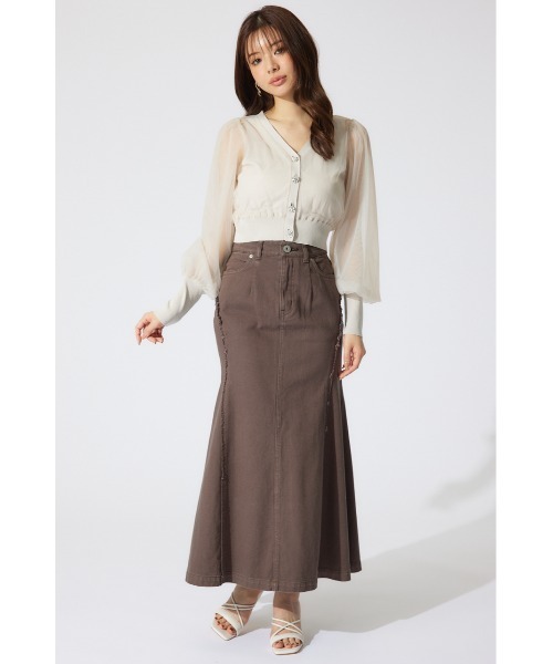 チュールドッキングシアーニットカーディガン 春服 シアー