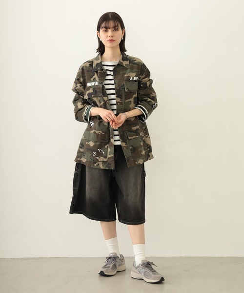 MILKFED.(ミルクフェド)の「RIPSTOP MILITARY JACKET(ミリタリージャケット・レディース・カモフラージュ/オフホワイト/ネイビー・ONE SIZE)」の6枚目の写真