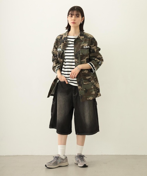 MILKFED.(ミルクフェド)の「RIPSTOP MILITARY JACKET(ミリタリージャケット・レディース・カモフラージュ/オフホワイト/ネイビー・ONE SIZE)」の7枚目の写真