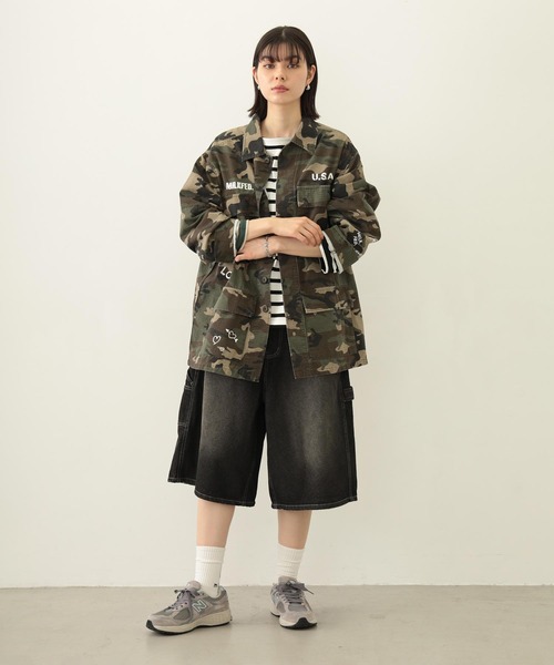 MILKFED.(ミルクフェド)の「RIPSTOP MILITARY JACKET(ミリタリージャケット・レディース・カモフラージュ/オフホワイト/ネイビー・ONE SIZE)」の8枚目の写真
