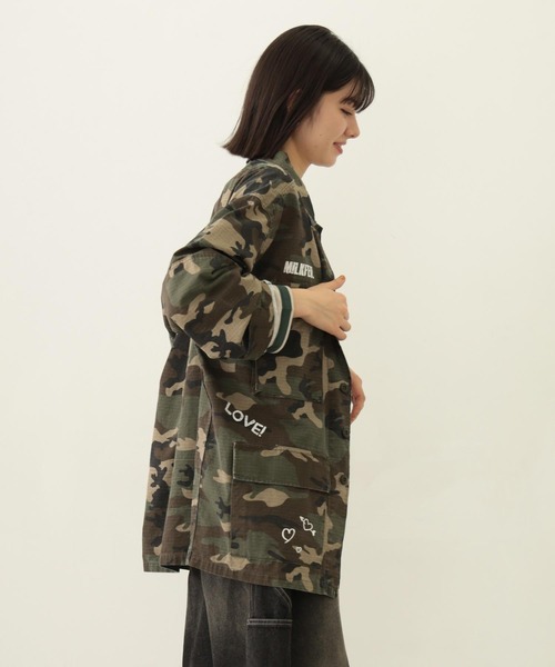 MILKFED.(ミルクフェド)の「RIPSTOP MILITARY JACKET(ミリタリージャケット・レディース・カモフラージュ/オフホワイト/ネイビー・ONE SIZE)」の5枚目の写真