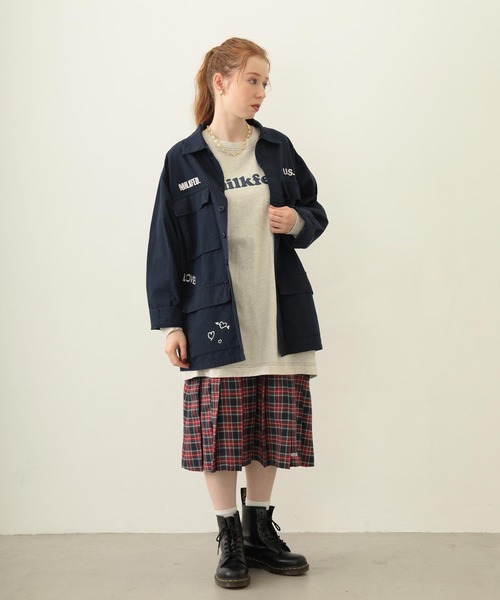 MILKFED.(ミルクフェド)の「RIPSTOP MILITARY JACKET(ミリタリージャケット・レディース・カモフラージュ/オフホワイト/ネイビー・ONE SIZE)」の19枚目の写真