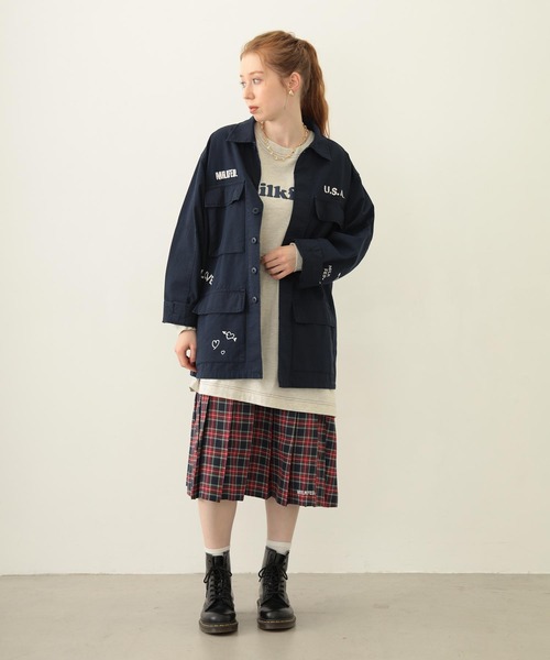 MILKFED.(ミルクフェド)の「RIPSTOP MILITARY JACKET(ミリタリージャケット・レディース・カモフラージュ/オフホワイト/ネイビー・ONE SIZE)」の21枚目の写真