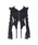 AVENCHUMUiAo`Ej́uFlared sleeve ribbon and frill zip topsip[J[jvbubN