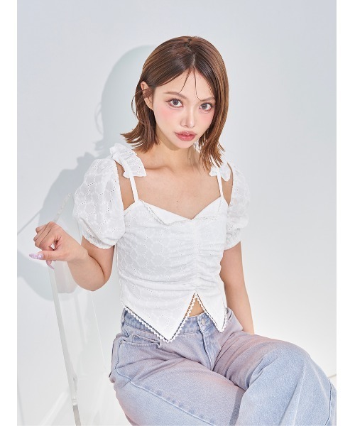 Darich(ダーリッチ)の「パフショルボレロアンサンブル(その他トップス・レディース・ピンク/ホワイト/ミント・FREE)」の13枚目の写真