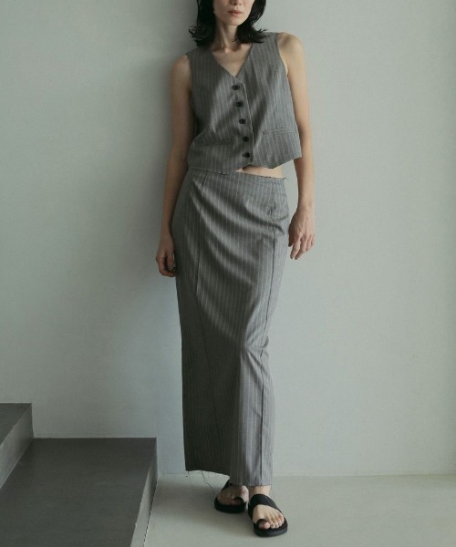 anuke アンヌークCutoff Straight Skirt ブラック ànuke online store（アンヌーク） / Cutoff Straight