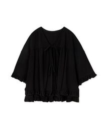 フリルカットブラウス　ブラック　スナイデル　snidel SNIDEL｜ボリュームフリルカットブラウス/UVカット