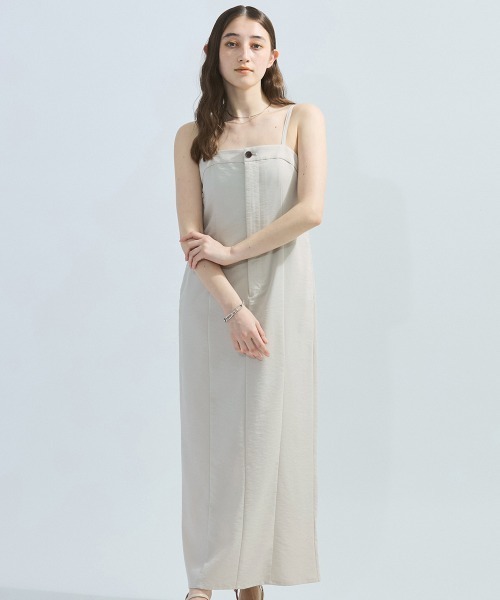 ketty(ケティ)の「ナイロンストレッチジャンパースカート≪手洗い可能≫(ワンピース・レディース・チャコールグレー/ベージュ・M)」の1枚目の写真