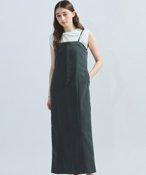 ketty(ケティ)の「ナイロンストレッチジャンパースカート≪手洗い可能≫(ワンピース・レディース・チャコールグレー/ベージュ・M)」の2枚目の写真