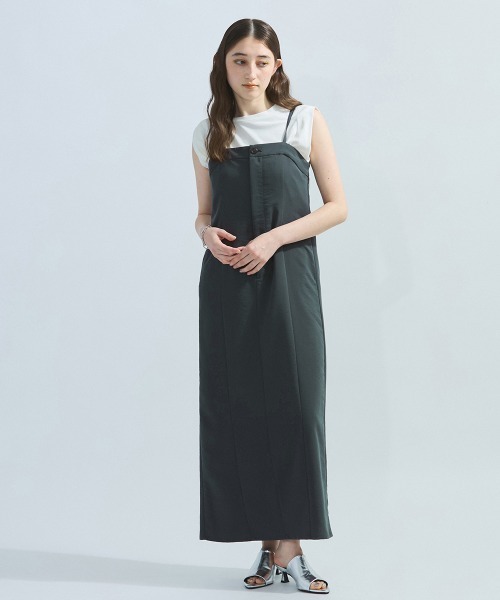 ketty(ケティ)の「ナイロンストレッチジャンパースカート≪手洗い可能≫(ワンピース・レディース・チャコールグレー/ベージュ・M)」の5枚目の写真