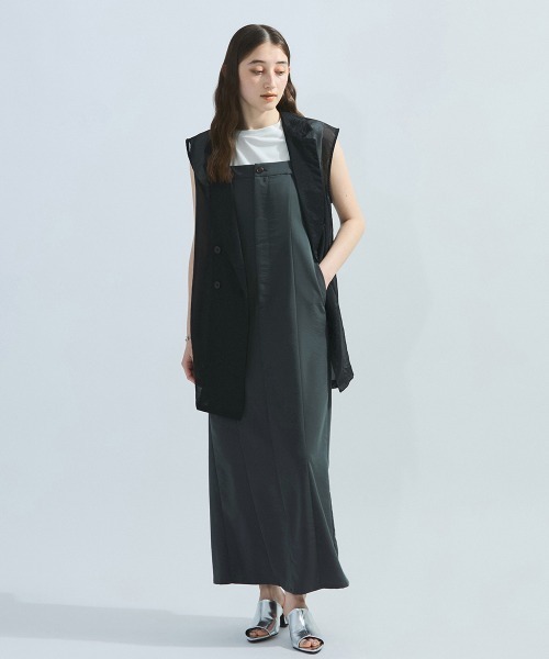 ketty(ケティ)の「ナイロンストレッチジャンパースカート≪手洗い可能≫(ワンピース・レディース・チャコールグレー/ベージュ・M)」の6枚目の写真