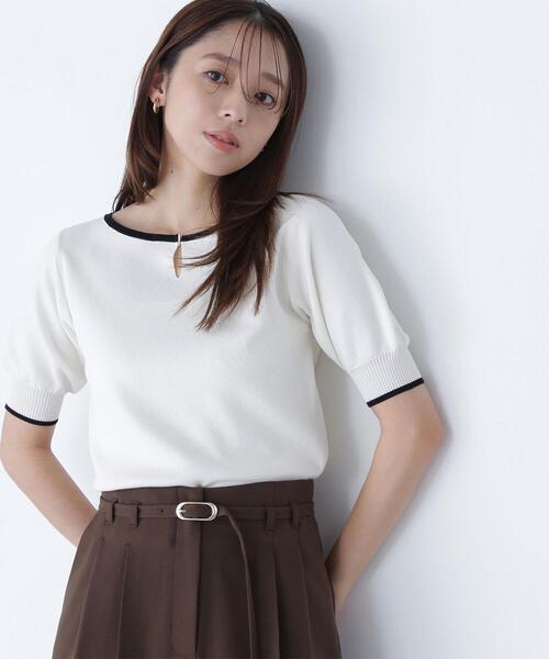 NATURAL BEAUTY BASIC（ナチュラルビューティーベーシック）の「◇バイカラーメタルポイントニット（ニット/セーター・レディース・ブラック系その他/ブラウン系その他/グリーン系その他/ホワイト系その他・FREE）」の2枚目の写真