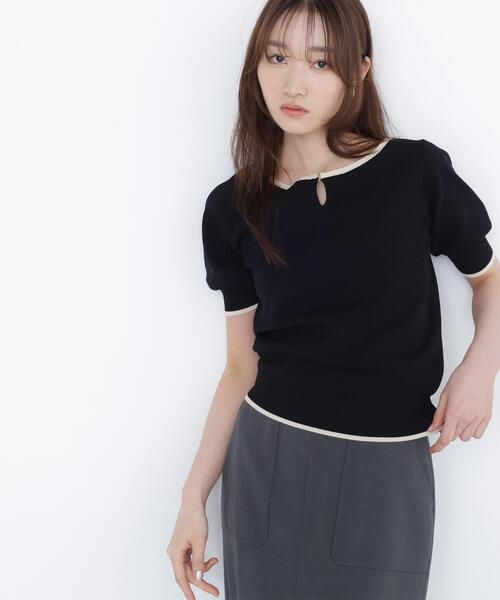 NATURAL BEAUTY BASIC（ナチュラルビューティーベーシック）の「◇バイカラーメタルポイントニット（ニット/セーター・レディース・ブラック系その他/ブラウン系その他/グリーン系その他/ホワイト系その他・FREE）」の3枚目の写真