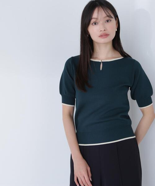 NATURAL BEAUTY BASIC（ナチュラルビューティーベーシック）の「◇バイカラーメタルポイントニット（ニット/セーター・レディース・ブラック系その他/ブラウン系その他/グリーン系その他/ホワイト系その他・FREE）」の4枚目の写真