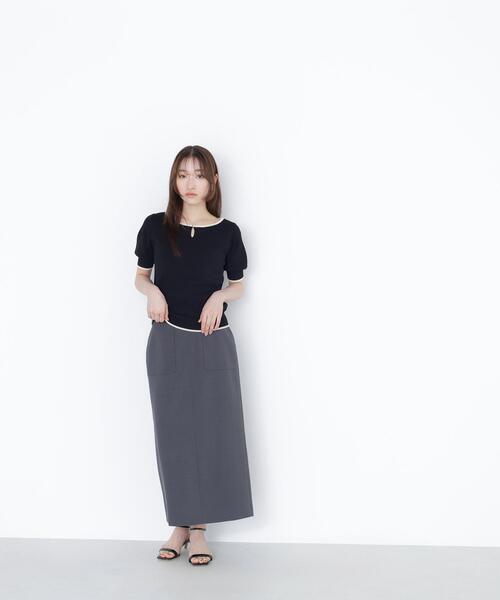 NATURAL BEAUTY BASIC（ナチュラルビューティーベーシック）の「◇バイカラーメタルポイントニット（ニット/セーター・レディース・ブラック系その他/ブラウン系その他/グリーン系その他/ホワイト系その他・FREE）」の6枚目の写真