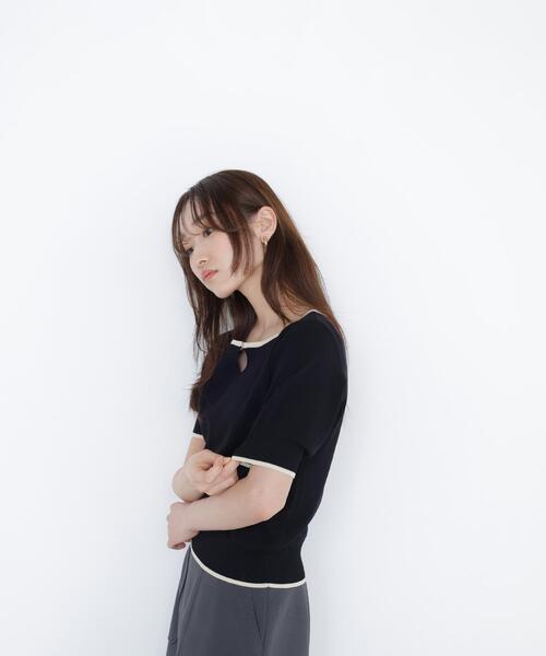 NATURAL BEAUTY BASIC（ナチュラルビューティーベーシック）の「◇バイカラーメタルポイントニット（ニット/セーター・レディース・ブラック系その他/ブラウン系その他/グリーン系その他/ホワイト系その他・FREE）」の7枚目の写真