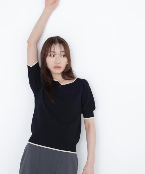NATURAL BEAUTY BASIC（ナチュラルビューティーベーシック）の「◇バイカラーメタルポイントニット（ニット/セーター・レディース・ブラック系その他/ブラウン系その他/グリーン系その他/ホワイト系その他・FREE）」の9枚目の写真