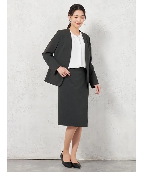 HARUYAMA(ハルヤマ)の「【ウォッシャブル】ノーカラージャケット リネンライク ストレッチ UVカット SOFFICE(ノーカラージャケット・レディース・ブラウン/チャコールグレー・11号/15号/7号/9号/13号)」の17枚目の写真