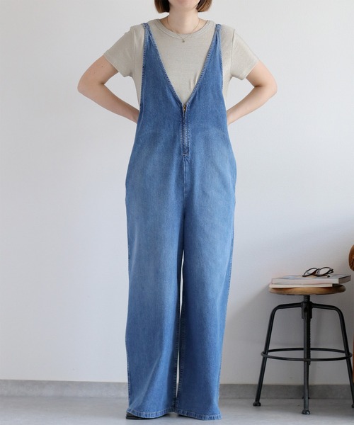 cepo（セポ）の「暑い夏を乗りきる、快適デニム〈接触冷感 / UVカット〉ICE リネンデニムサロペット（サロペット/オーバーオール・レディース・ブルー系3/ブルー系2・M/L）」の3枚目の写真
