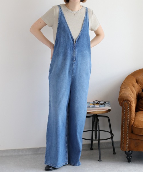 cepo（セポ）の「暑い夏を乗りきる、快適デニム〈接触冷感 / UVカット〉ICE リネンデニムサロペット（サロペット/オーバーオール・レディース・ブルー系3/ブルー系2・M/L）」の9枚目の写真