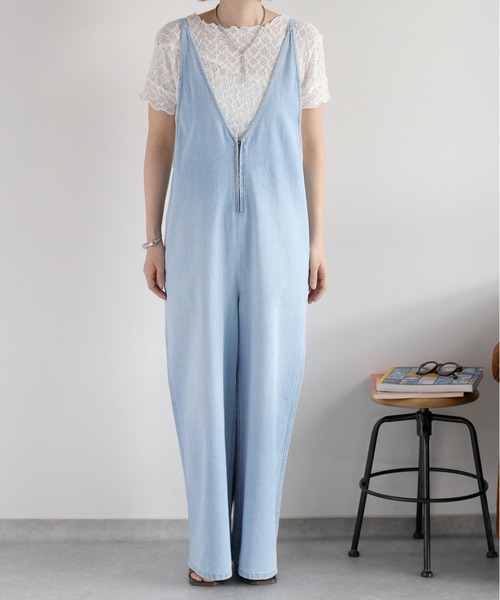 cepo（セポ）の「暑い夏を乗りきる、快適デニム〈接触冷感 / UVカット〉ICE リネンデニムサロペット（サロペット/オーバーオール・レディース・ブルー系3/ブルー系2・M/L）」の20枚目の写真