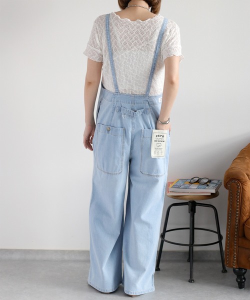 cepo（セポ）の「暑い夏を乗りきる、快適デニム〈接触冷感 / UVカット〉ICE リネンデニムサロペット（サロペット/オーバーオール・レディース・ブルー系3/ブルー系2・M/L）」の17枚目の写真
