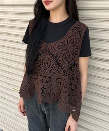 refinedworks（リファインドワークス）の「【refinedworks】レース 素材が特徴的な タンクトップ！（タンクトップ）」