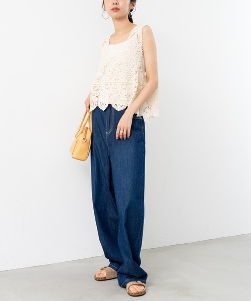 refinedworks（リファインドワークス）の「【refinedworks】レース 素材が特徴的な タンクトップ！（タンクトップ・レディース・ブラック/ホワイト/オレンジ/ブラウン・FREE）」の14枚目の写真