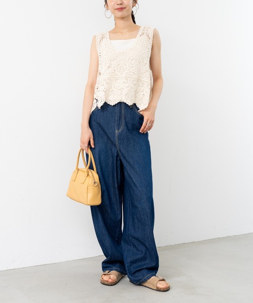 refinedworks（リファインドワークス）の「【refinedworks】レース 素材が特徴的な タンクトップ！（タンクトップ・レディース・ブラック/ホワイト/オレンジ/ブラウン・FREE）」の12枚目の写真