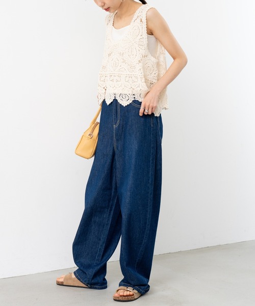 refinedworks（リファインドワークス）の「【refinedworks】レース 素材が特徴的な タンクトップ！（タンクトップ・レディース・ブラック/ホワイト/オレンジ/ブラウン・FREE）」の10枚目の写真