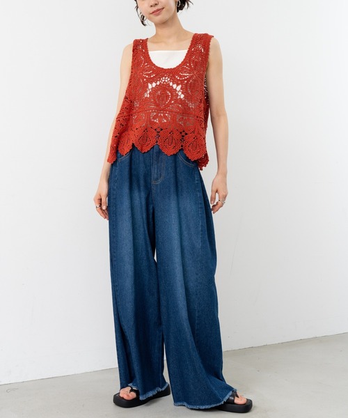 refinedworks（リファインドワークス）の「【refinedworks】レース 素材が特徴的な タンクトップ！（タンクトップ・レディース・ブラック/ホワイト/オレンジ/ブラウン・FREE）」の21枚目の写真