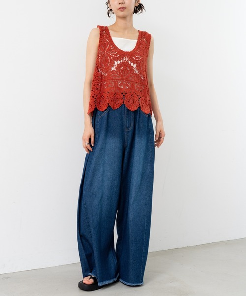 refinedworks（リファインドワークス）の「【refinedworks】レース 素材が特徴的な タンクトップ！（タンクトップ・レディース・ブラック/ホワイト/オレンジ/ブラウン・FREE）」の20枚目の写真