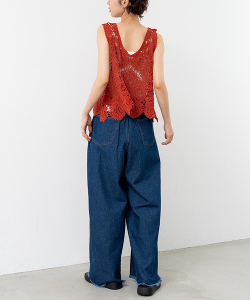 refinedworks（リファインドワークス）の「【refinedworks】レース 素材が特徴的な タンクトップ！（タンクトップ・レディース・ブラック/ホワイト/オレンジ/ブラウン・FREE）」の18枚目の写真