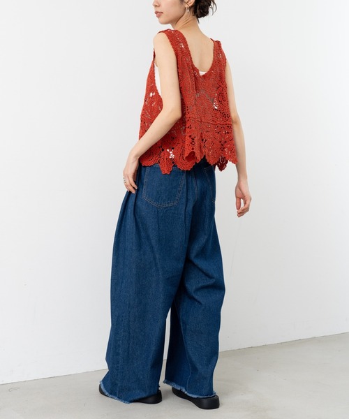 refinedworks（リファインドワークス）の「【refinedworks】レース 素材が特徴的な タンクトップ！（タンクトップ・レディース・ブラック/ホワイト/オレンジ/ブラウン・FREE）」の17枚目の写真