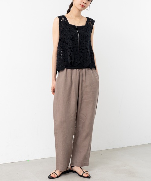 refinedworks（リファインドワークス）の「【refinedworks】レース 素材が特徴的な タンクトップ！（タンクトップ・レディース・ブラック/ホワイト/オレンジ/ブラウン・FREE）」の9枚目の写真