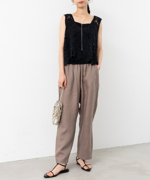 refinedworks（リファインドワークス）の「【refinedworks】レース 素材が特徴的な タンクトップ！（タンクトップ・レディース・ブラック/ホワイト/オレンジ/ブラウン・FREE）」の7枚目の写真