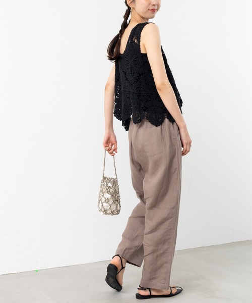 refinedworks（リファインドワークス）の「【refinedworks】レース 素材が特徴的な タンクトップ！（タンクトップ・レディース・ブラック/ホワイト/オレンジ/ブラウン・FREE）」の6枚目の写真