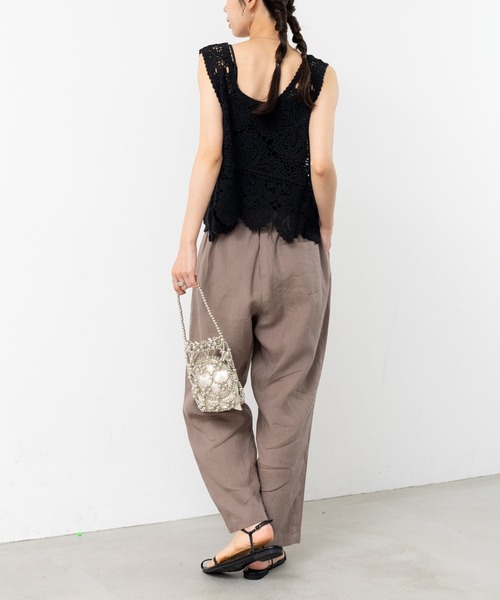 refinedworks（リファインドワークス）の「【refinedworks】レース 素材が特徴的な タンクトップ！（タンクトップ・レディース・ブラック/ホワイト/オレンジ/ブラウン・FREE）」の5枚目の写真