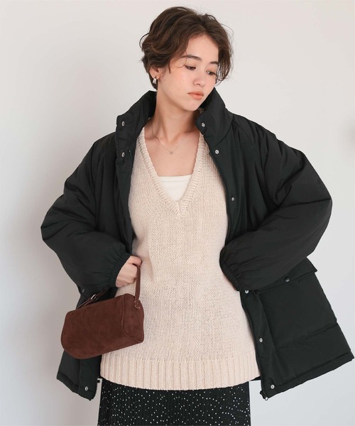 titivate（ティティベイト）の「スタンドカラー中綿ブルゾン（ブルゾン・レディース・アイボリー/ブラック・FREE）」の5枚目の写真