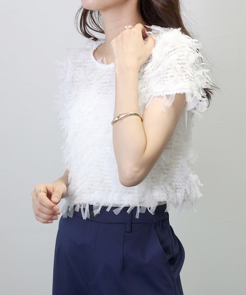 Aletta vita(アレッタビータ)の「チュールシャーリングプルオーバー(Tシャツ/カットソー・レディース・ブラック/オフホワイト・M)」の15枚目の写真