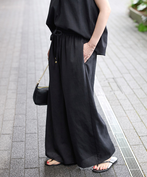 B.C STOCK（ベーセーストック）の「《追加2》《2点セット》ウォッシャブル / リネンライクセットアップ（つなぎ/オールインワン・レディース・ブラック/ウッド/ベージュ・FREE）」の11枚目の写真