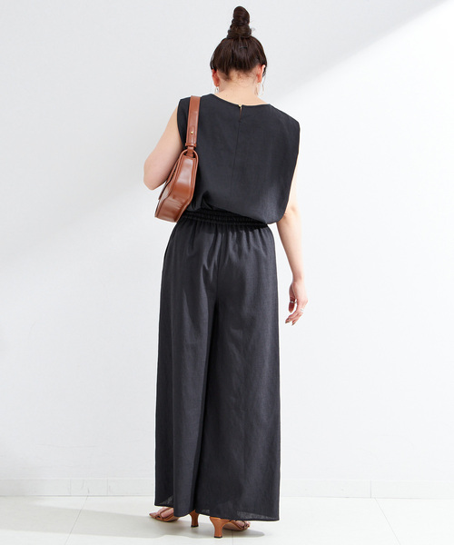 B.C STOCK（ベーセーストック）の「《追加2》《2点セット》ウォッシャブル / リネンライクセットアップ（つなぎ/オールインワン・レディース・ブラック/ウッド/ベージュ・FREE）」の14枚目の写真