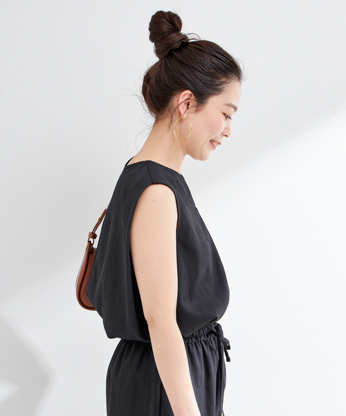 B.C STOCK（ベーセーストック）の「《追加2》《2点セット》ウォッシャブル / リネンライクセットアップ（つなぎ/オールインワン・レディース・ブラック/ウッド/ベージュ・FREE）」の16枚目の写真