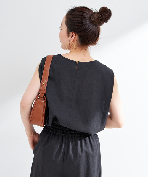 B.C STOCK（ベーセーストック）の「《追加2》《2点セット》ウォッシャブル / リネンライクセットアップ（つなぎ/オールインワン・レディース・ブラック/ウッド/ベージュ・FREE）」の17枚目の写真