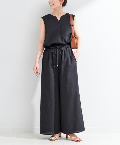 B.C STOCK（ベーセーストック）の「《追加2》《2点セット》ウォッシャブル / リネンライクセットアップ（つなぎ/オールインワン・レディース・ブラック/ウッド/ベージュ・FREE）」の20枚目の写真