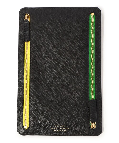 未使用 スマイソン パナマ カレンシーケース ポーチ 本革 ブラックマルチ Sold Out】スマイソン｜SMYTHSON｜パナマ ジップカレンシー