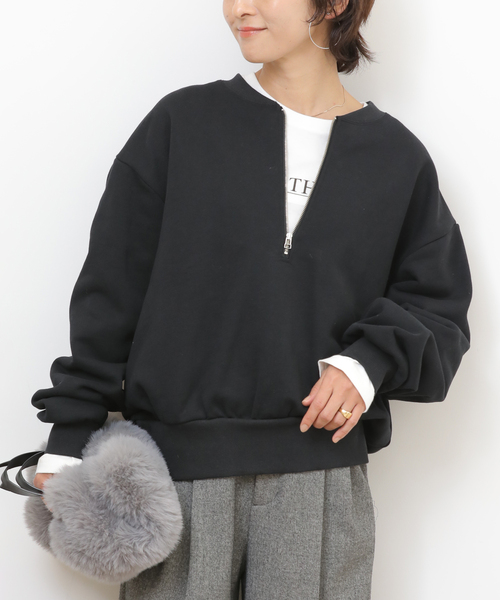 WEB限定》［25AW新作］ハーフジップノーカラースウェット
